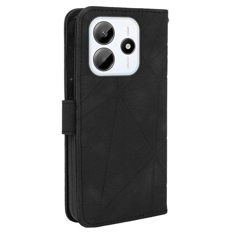 For Xiaomi Redmi Note 14 5G Stand Case Line Pattern Leather Phone Cover - Black