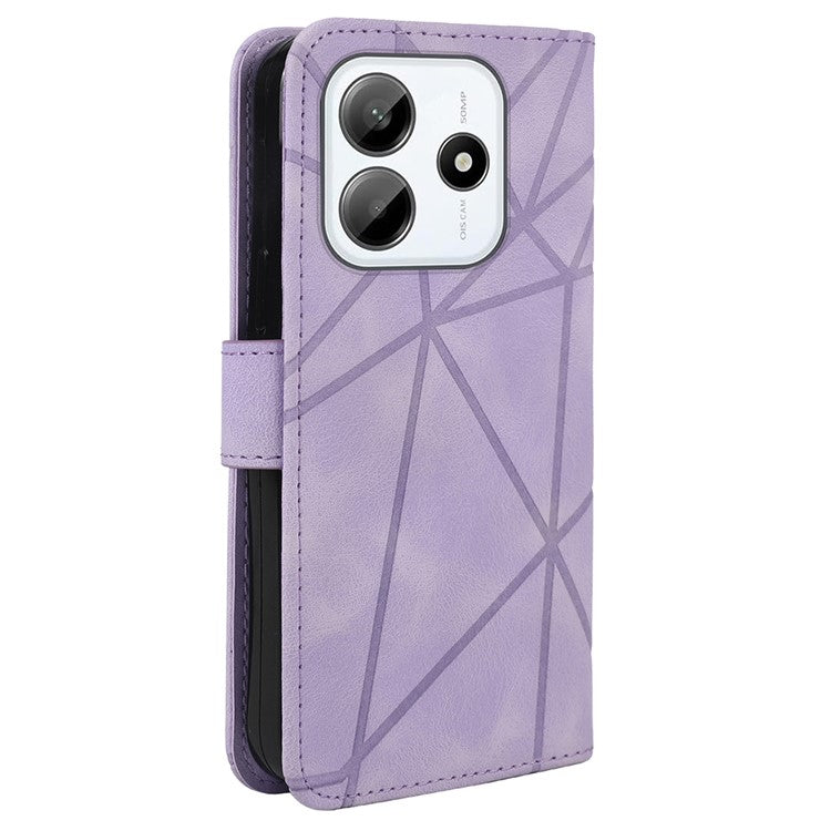 For Xiaomi Redmi Note 14 5G Stand Case Line Pattern Leather Phone Cover - Purple