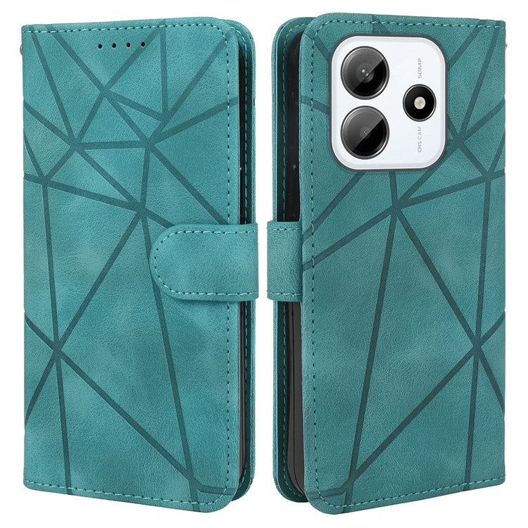 For Xiaomi Redmi Note 14 5G Stand Case Line Pattern Leather Phone Cover - Green