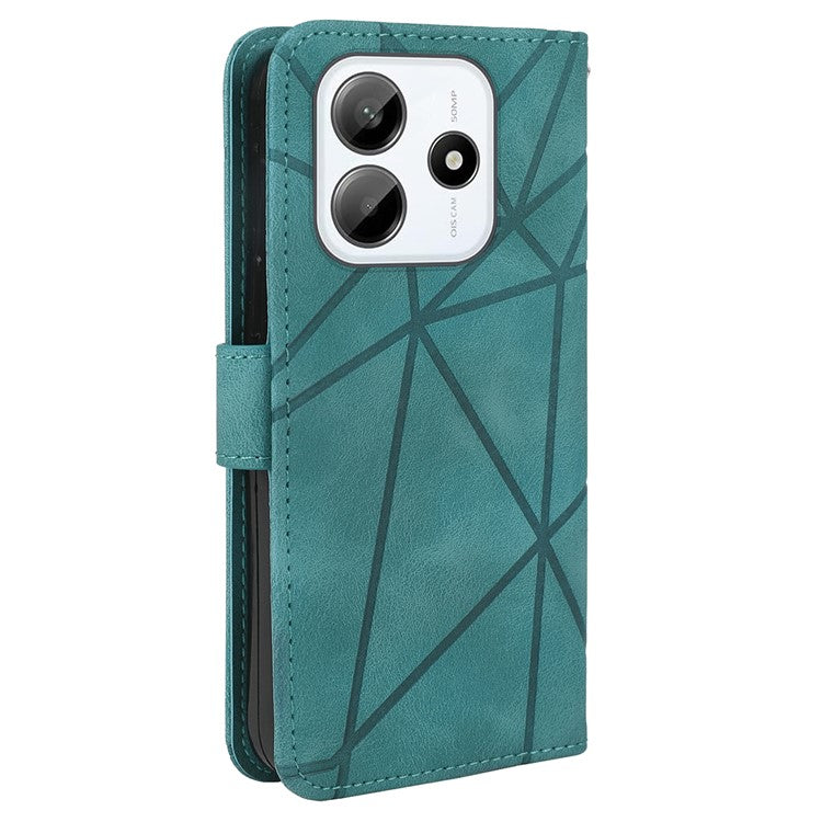 For Xiaomi Redmi Note 14 5G Stand Case Line Pattern Leather Phone Cover - Green