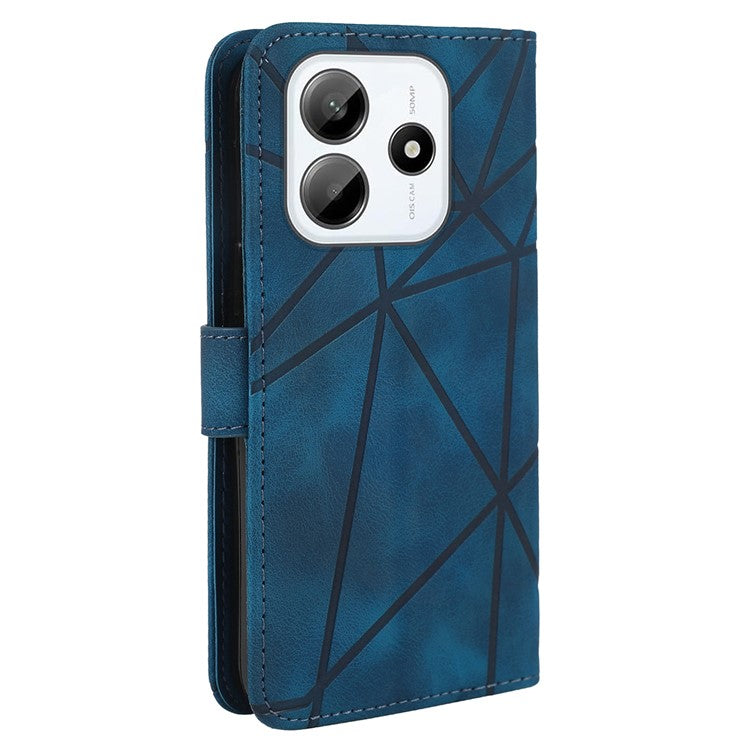 For Xiaomi Redmi Note 14 5G Stand Case Line Pattern Leather Phone Cover - Blue