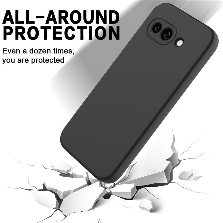 For Google Pixel 9a Case Liquid Silicone Phone Back Cover with Hand Strap - Black