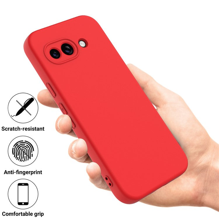 For Google Pixel 9a Case Liquid Silicone Phone Back Cover with Hand Strap - Red