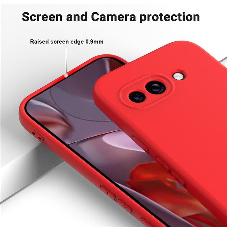 For Google Pixel 9a Case Liquid Silicone Phone Back Cover with Hand Strap - Red