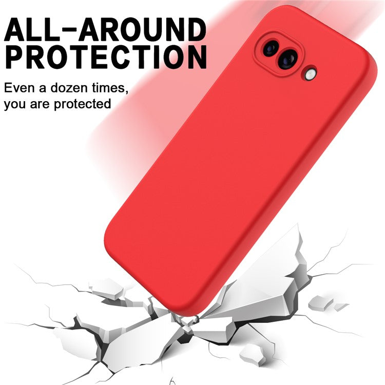 For Google Pixel 9a Case Liquid Silicone Phone Back Cover with Hand Strap - Red