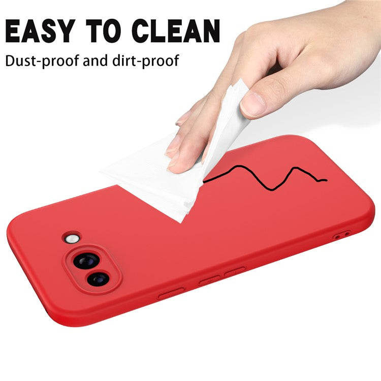 For Google Pixel 9a Case Liquid Silicone Phone Back Cover with Hand Strap - Red