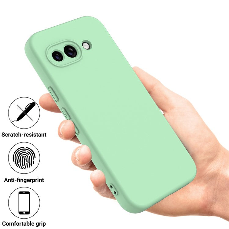 For Google Pixel 9a Case Liquid Silicone Phone Back Cover with Hand Strap - Green