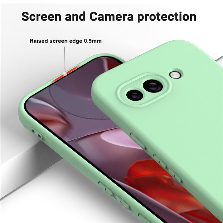 For Google Pixel 9a Case Liquid Silicone Phone Back Cover with Hand Strap - Green