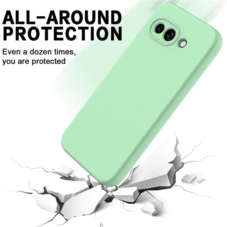 For Google Pixel 9a Case Liquid Silicone Phone Back Cover with Hand Strap - Green