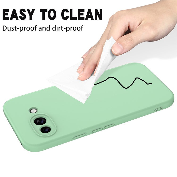 For Google Pixel 9a Case Liquid Silicone Phone Back Cover with Hand Strap - Green