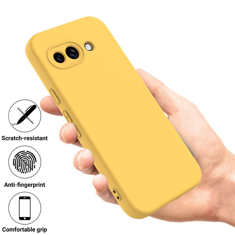 For Google Pixel 9a Case Liquid Silicone Phone Back Cover with Hand Strap - Yellow