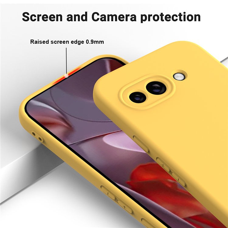 For Google Pixel 9a Case Liquid Silicone Phone Back Cover with Hand Strap - Yellow