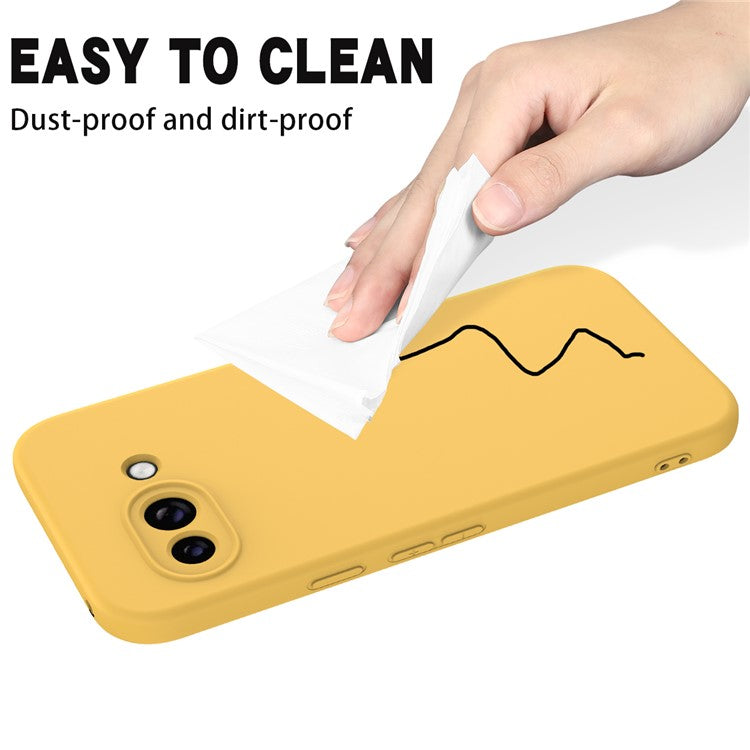 For Google Pixel 9a Case Liquid Silicone Phone Back Cover with Hand Strap - Yellow