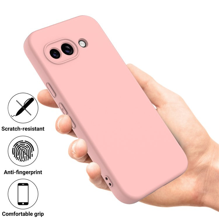 For Google Pixel 9a Case Liquid Silicone Phone Back Cover with Hand Strap - Pink