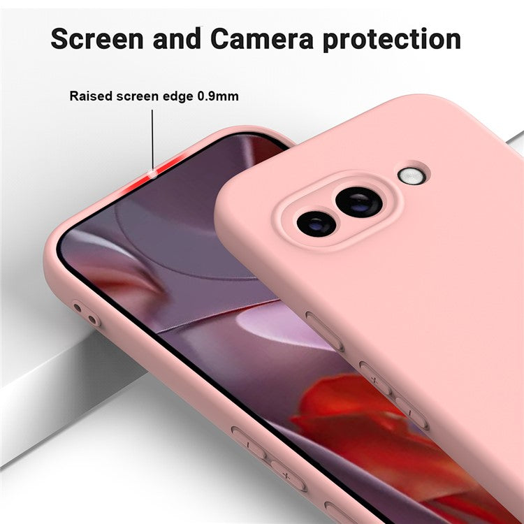 For Google Pixel 9a Case Liquid Silicone Phone Back Cover with Hand Strap - Pink