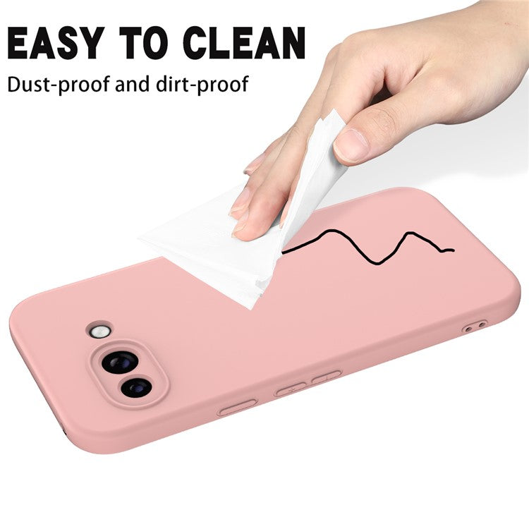 For Google Pixel 9a Case Liquid Silicone Phone Back Cover with Hand Strap - Pink