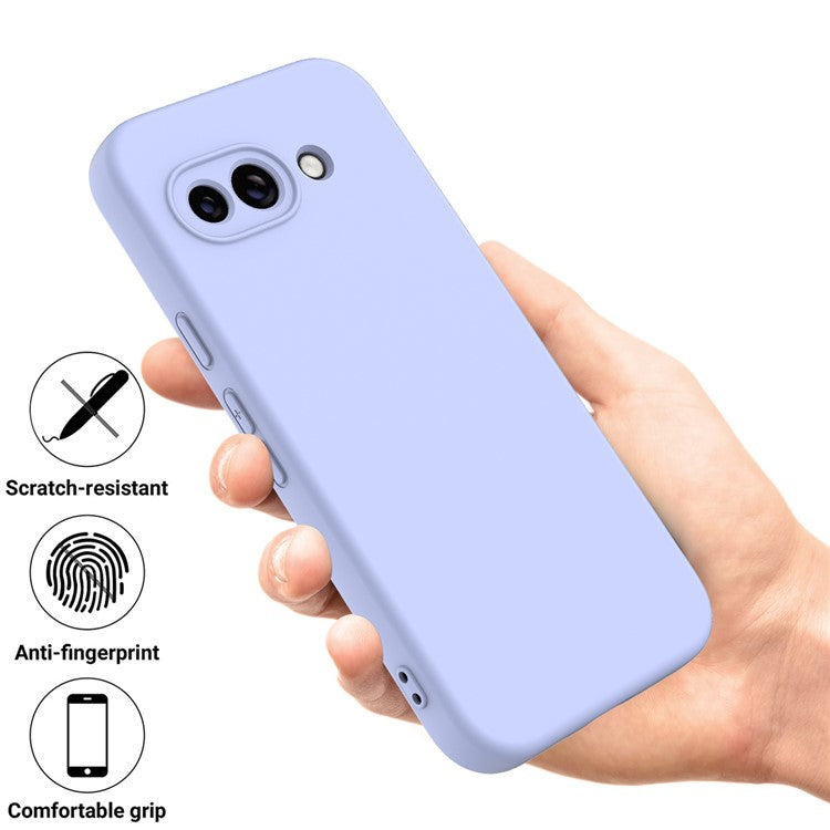 For Google Pixel 9a Case Liquid Silicone Phone Back Cover with Hand Strap - Purple