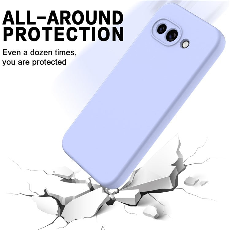 For Google Pixel 9a Case Liquid Silicone Phone Back Cover with Hand Strap - Purple