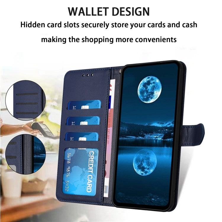 For Samsung Galaxy A26 5G Wallet Phone Case Leather Stand Cover with Strap - Blue