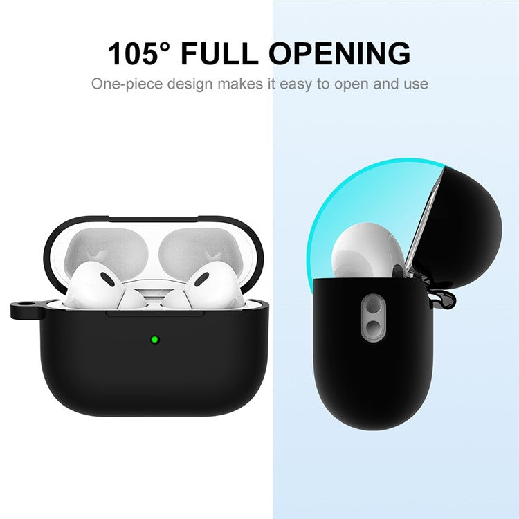 ENKAY HAT PRINCE For Apple AirPods Pro 2 Bluetooth Earphone Thickened Silicone Case Drop-proof Earbud Cover with Hook - Black