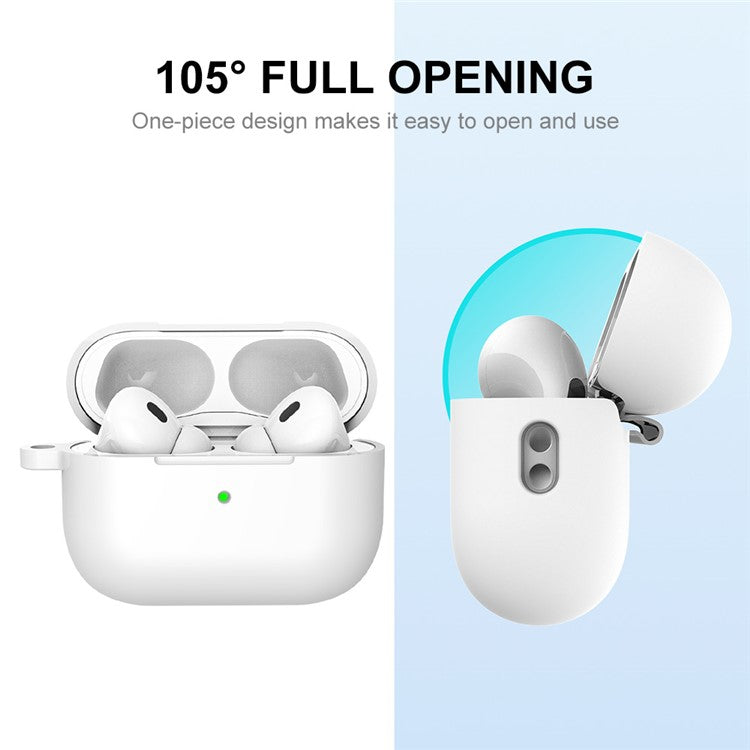 ENKAY HAT PRINCE For Apple AirPods Pro 2 Bluetooth Earphone Thickened Silicone Case Drop-proof Earbud Cover with Hook - White