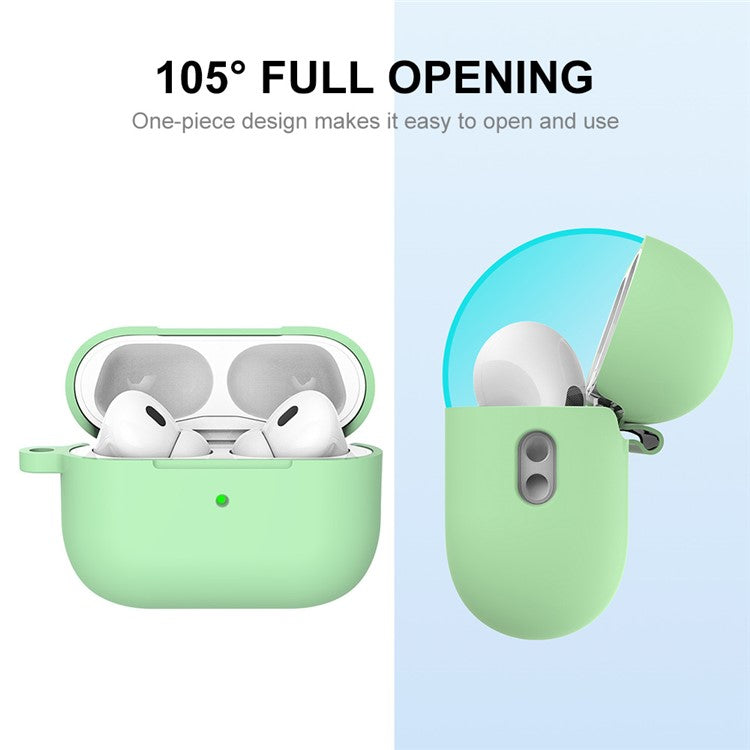 ENKAY HAT PRINCE For Apple AirPods Pro 2 Bluetooth Earphone Thickened Silicone Case Drop-proof Earbud Cover with Hook - Mint Green