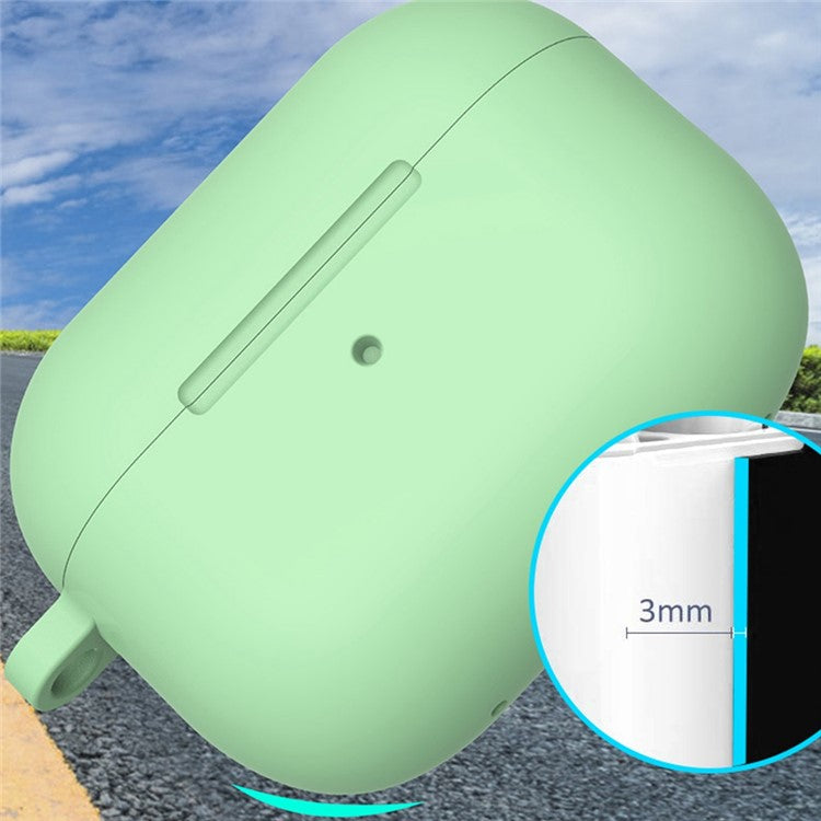 ENKAY HAT PRINCE For Apple AirPods Pro 2 Bluetooth Earphone Thickened Silicone Case Drop-proof Earbud Cover with Hook - Mint Green