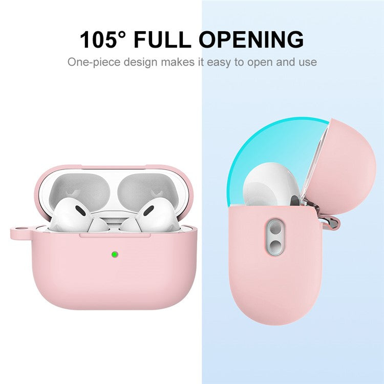 ENKAY HAT PRINCE For Apple AirPods Pro 2 Bluetooth Earphone Thickened Silicone Case Drop-proof Earbud Cover with Hook - Pink