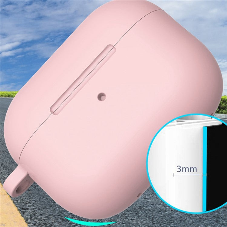 ENKAY HAT PRINCE For Apple AirPods Pro 2 Bluetooth Earphone Thickened Silicone Case Drop-proof Earbud Cover with Hook - Pink