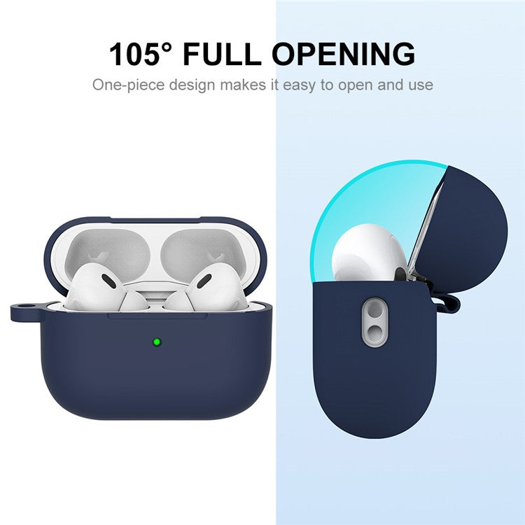 ENKAY HAT PRINCE For Apple AirPods Pro 2 Bluetooth Earphone Thickened Silicone Case Drop-proof Earbud Cover with Hook - Dark Blue