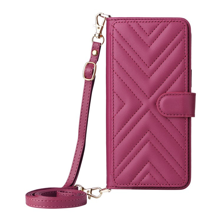 Wallet Phone Case for vivo T3 Ultra 5G  / V40 Pro 5G  / V40 5G  / S19 Pro 5G Leather Cover with Shoulder Strap - Rose