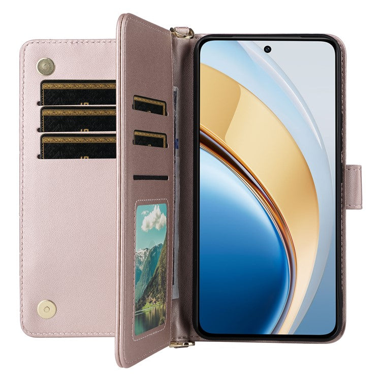 Wallet Phone Case for vivo Y300 5G / Y200 5G / V40 Lite (Indonesia) 5G / 4G Leather Cover with Shoulder Strap - Pink