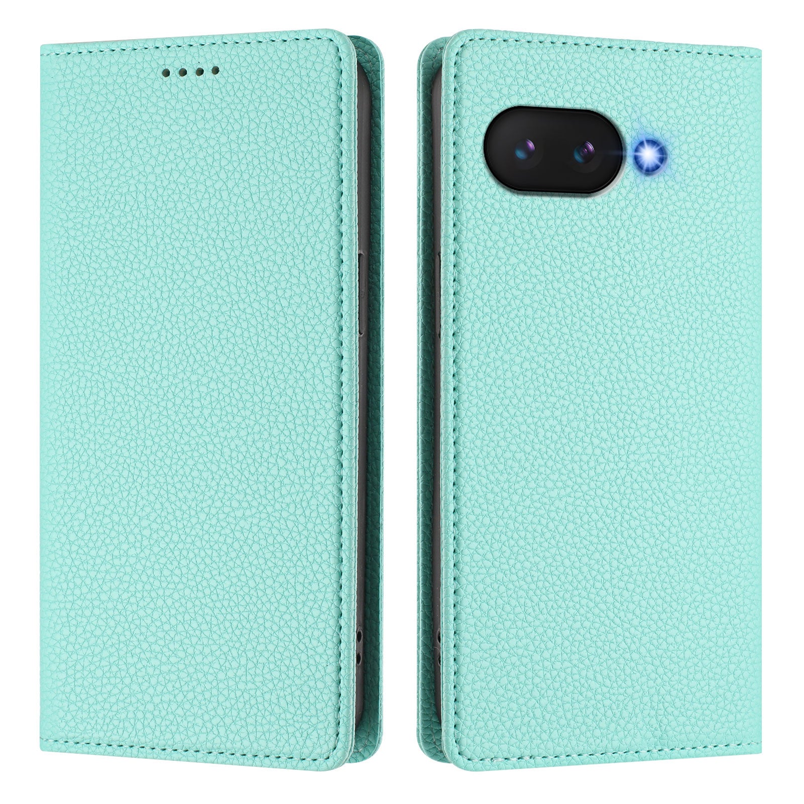 For Google Pixel 9a Wallet Case RFID Blocking Litchi Texture Leather Mobile Cover - Mint Green