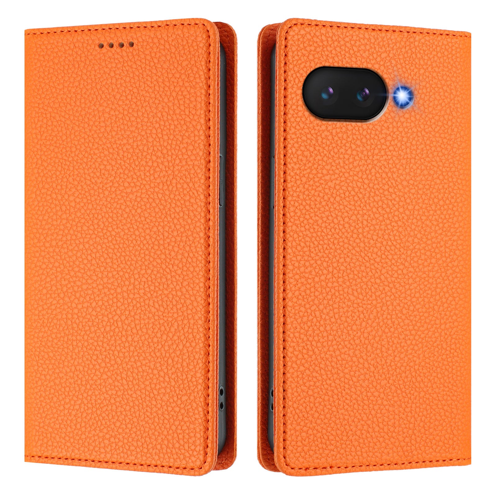 For Google Pixel 9a Wallet Case RFID Blocking Litchi Texture Leather Mobile Cover - Orange