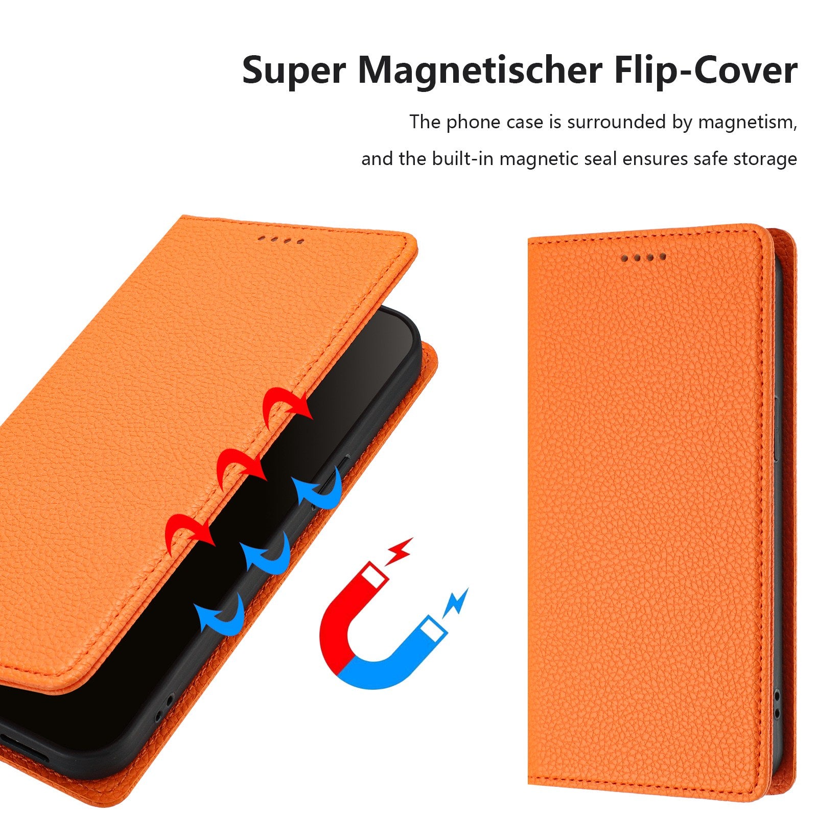 For Google Pixel 9a Wallet Case RFID Blocking Litchi Texture Leather Mobile Cover - Orange