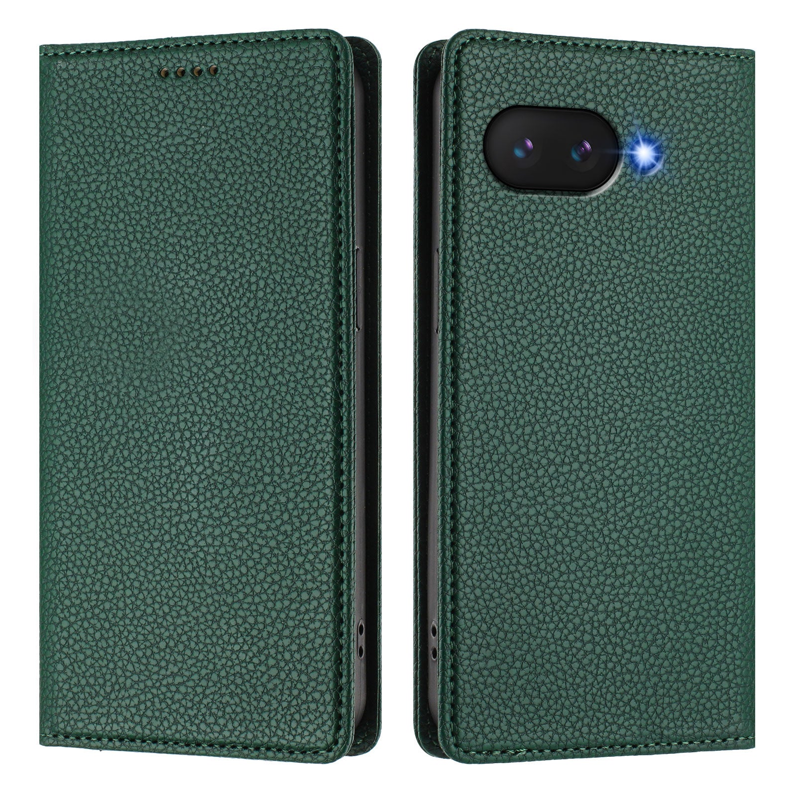 For Google Pixel 9a Wallet Case RFID Blocking Litchi Texture Leather Mobile Cover - Dark Green