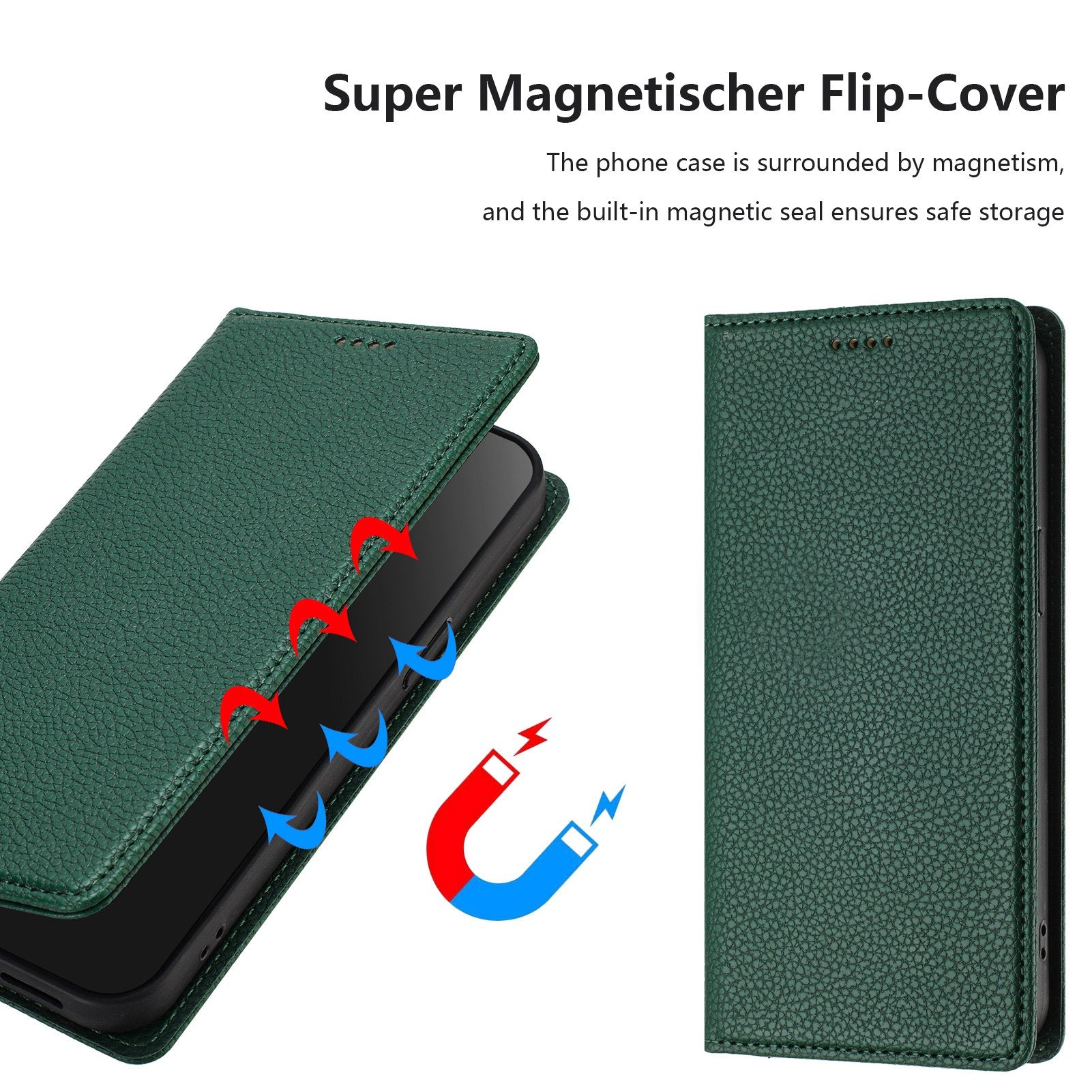 For Google Pixel 9a Wallet Case RFID Blocking Litchi Texture Leather Mobile Cover - Dark Green