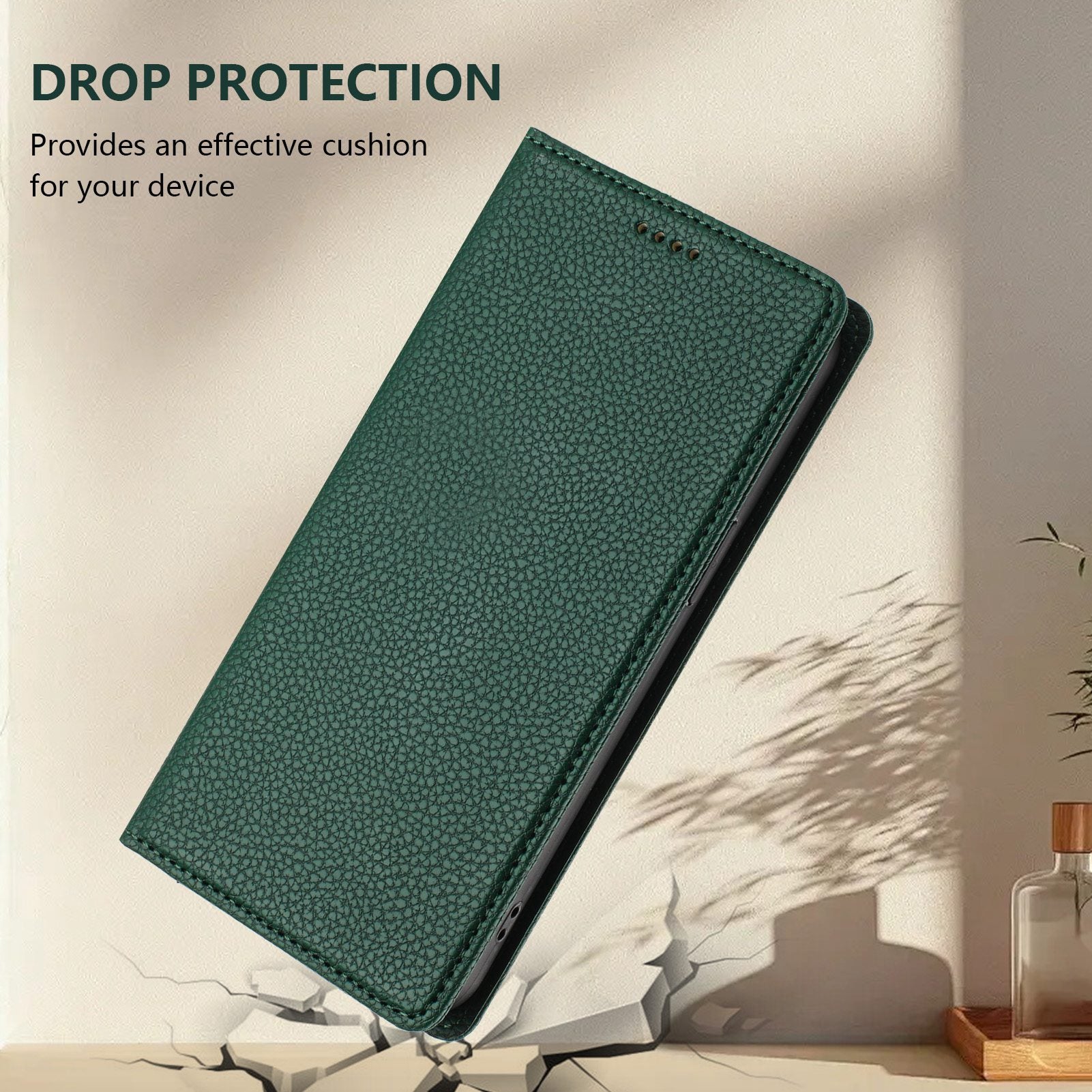 For Google Pixel 9a Wallet Case RFID Blocking Litchi Texture Leather Mobile Cover - Dark Green