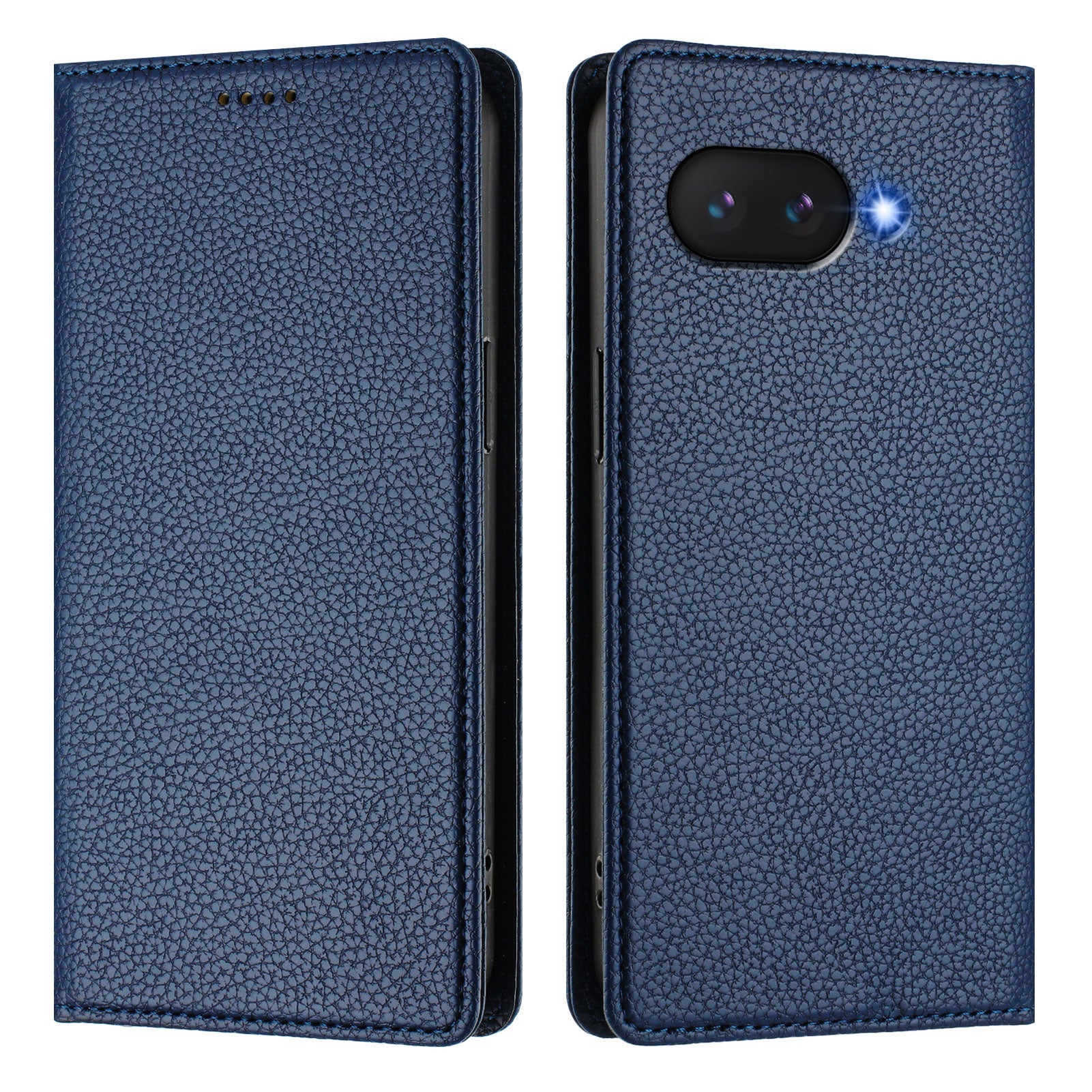 For Google Pixel 9a Wallet Case RFID Blocking Litchi Texture Leather Mobile Cover - Dark Blue