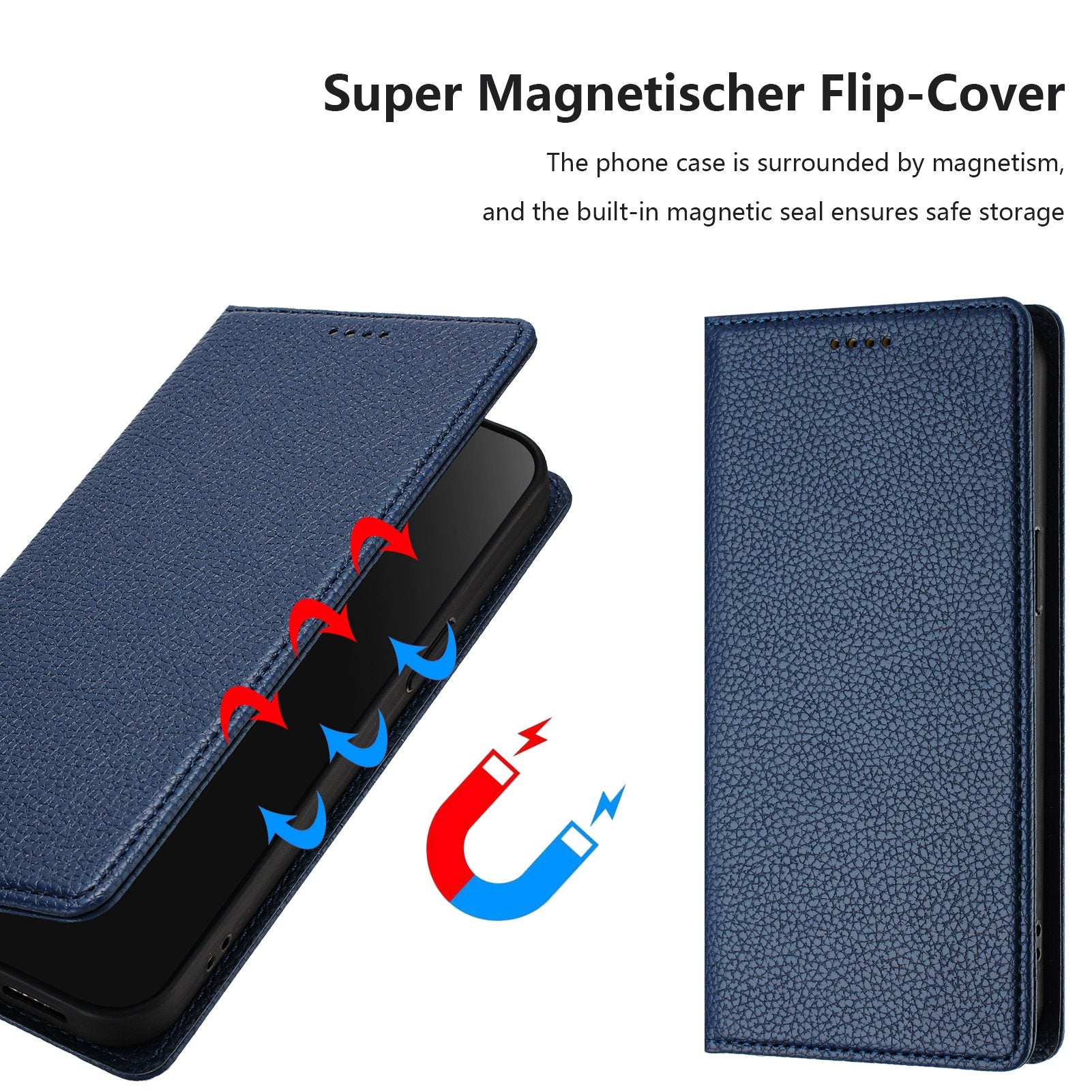 For Google Pixel 9a Wallet Case RFID Blocking Litchi Texture Leather Mobile Cover - Dark Blue