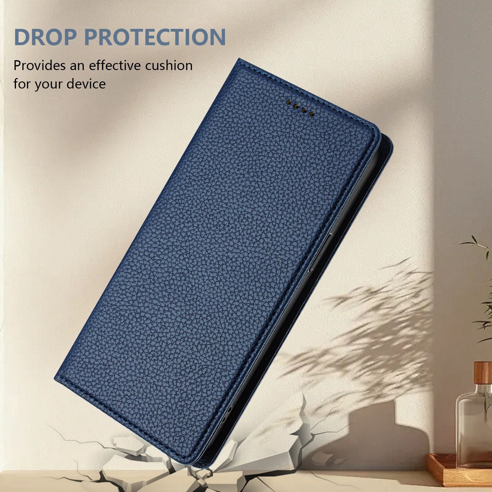 For Google Pixel 9a Wallet Case RFID Blocking Litchi Texture Leather Mobile Cover - Dark Blue