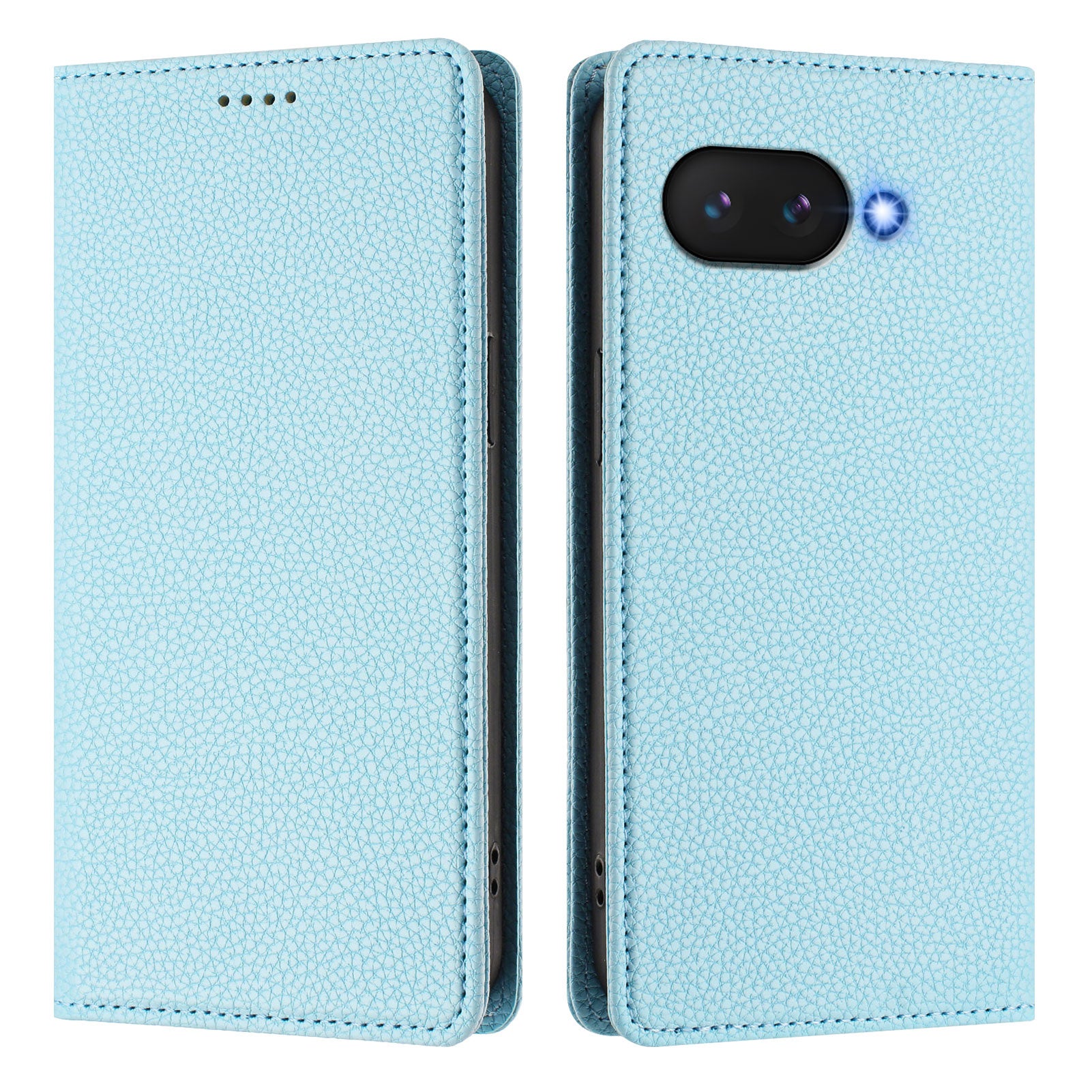 For Google Pixel 9a Wallet Case RFID Blocking Litchi Texture Leather Mobile Cover - Baby Blue