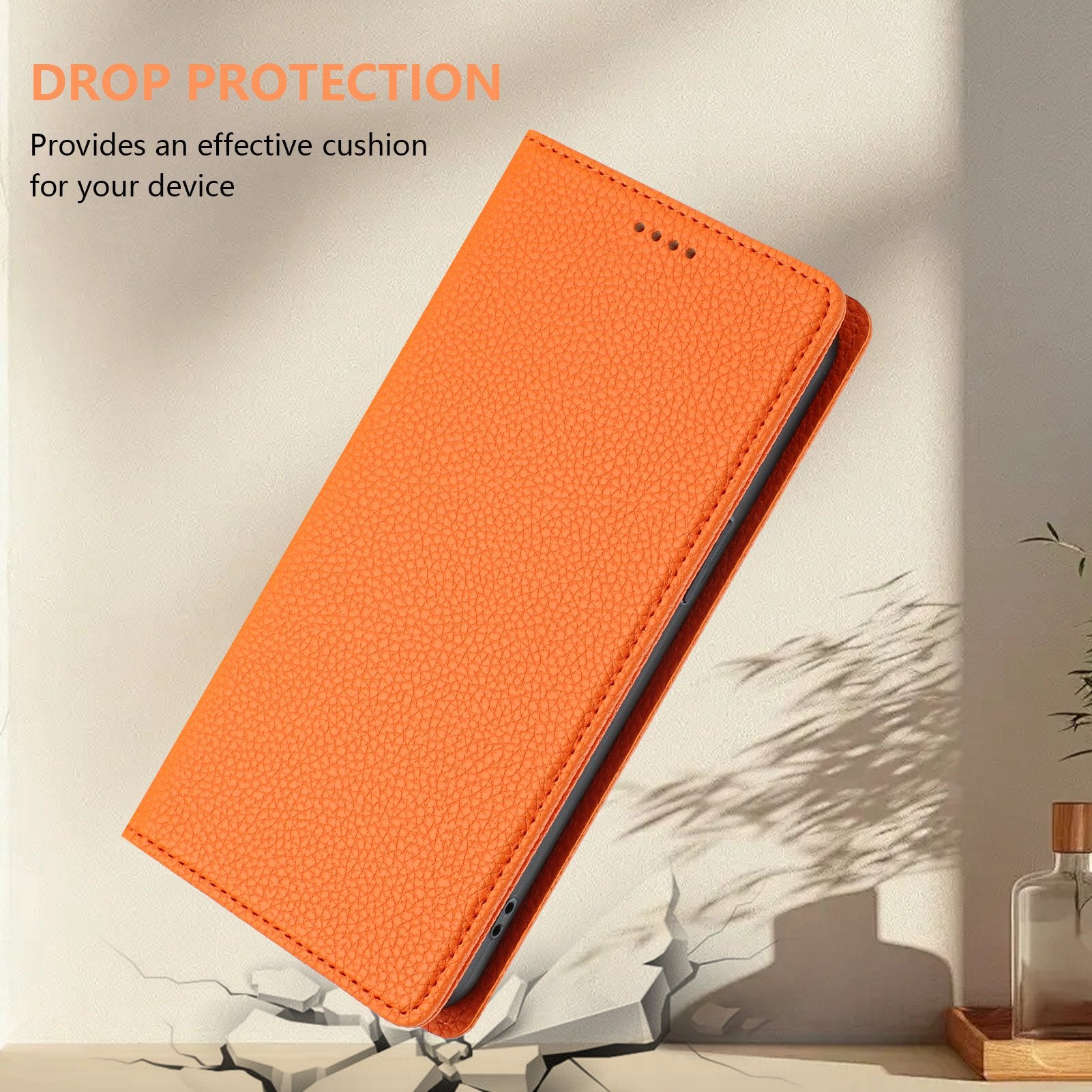 For Xiaomi Redmi Note 14 5G Wallet Case RFID Blocking Litchi Texture Leather Mobile Cover - Orange