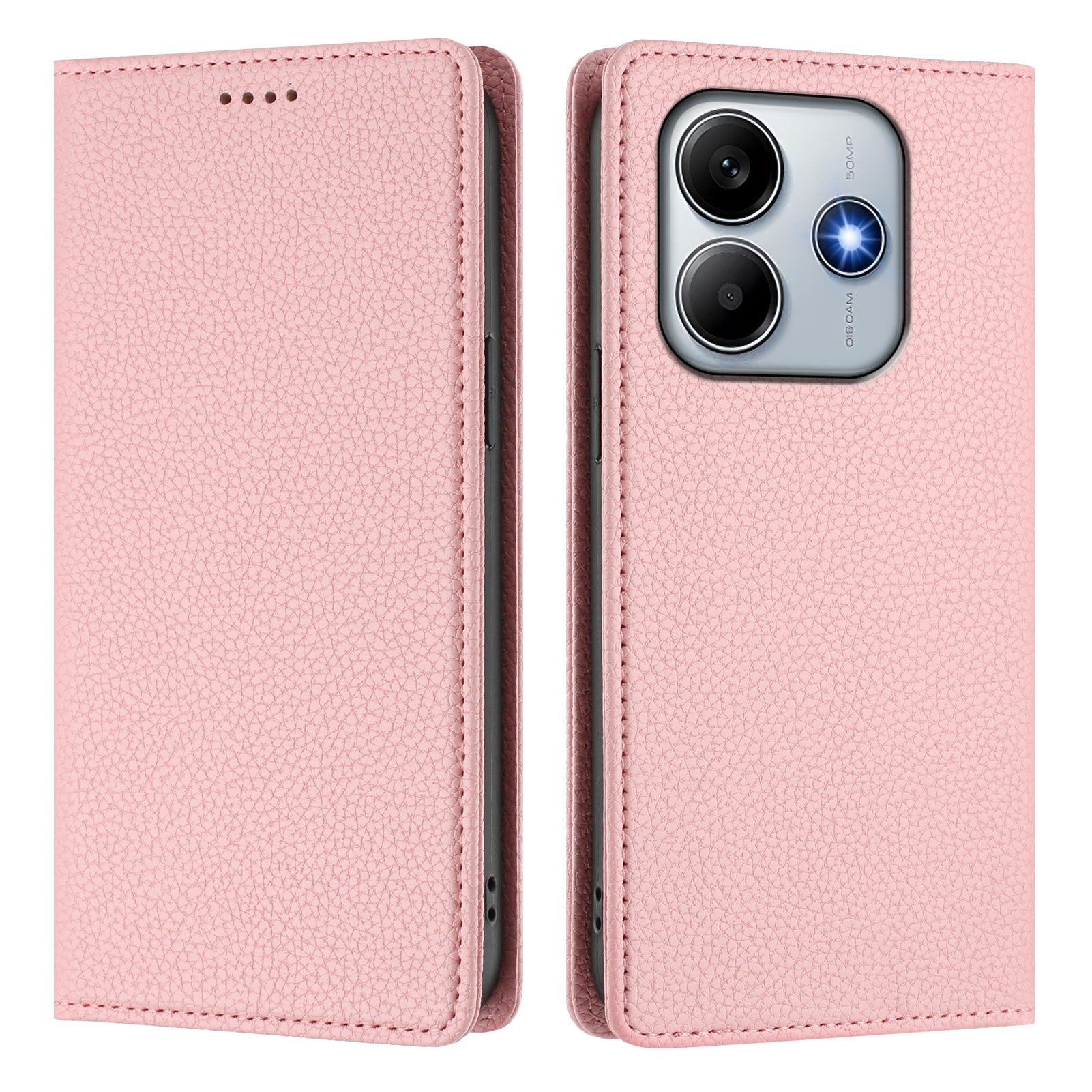 For Xiaomi Redmi Note 14 5G Wallet Case RFID Blocking Litchi Texture Leather Mobile Cover - Pink