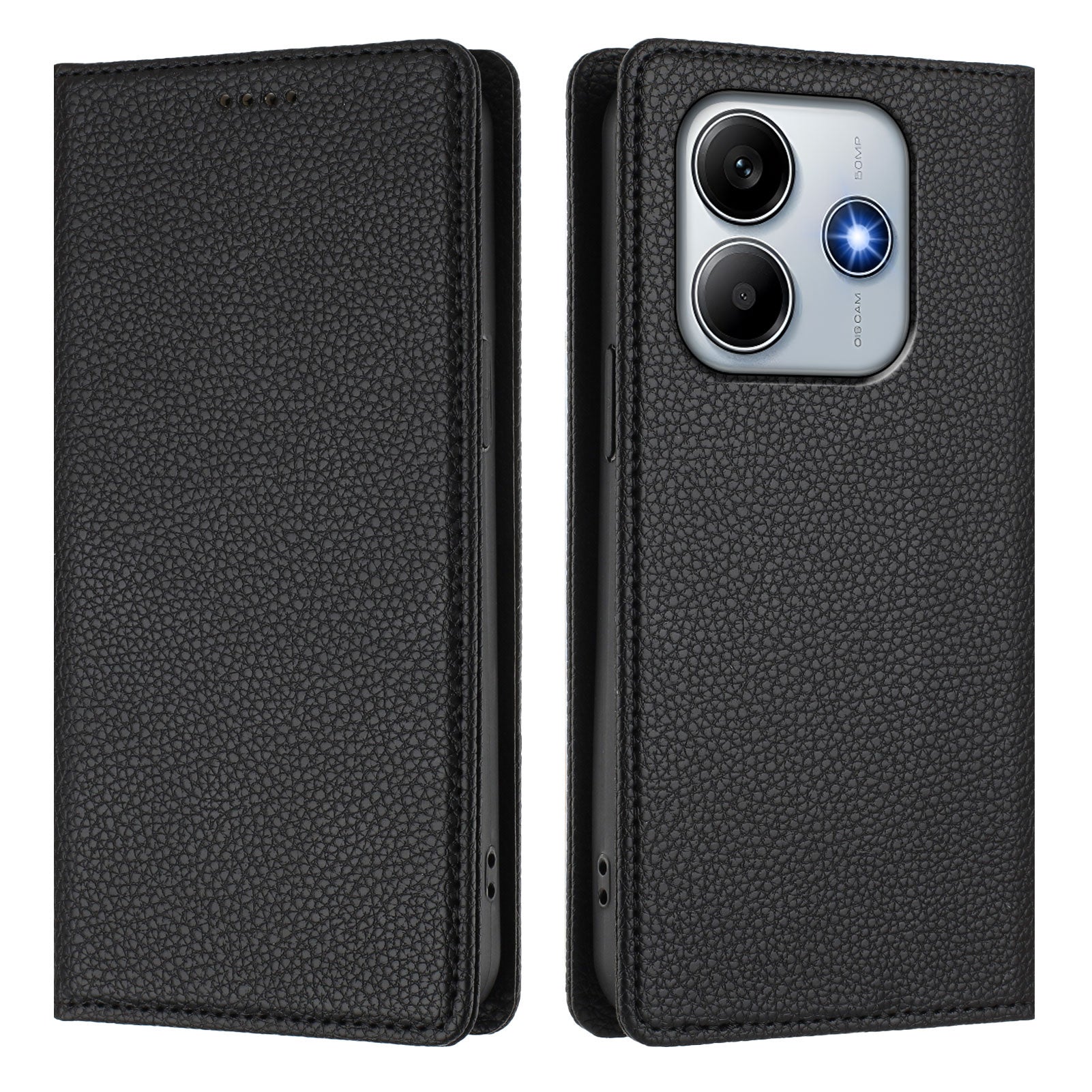 For Xiaomi Redmi Note 14 5G Wallet Case RFID Blocking Litchi Texture Leather Mobile Cover - Black