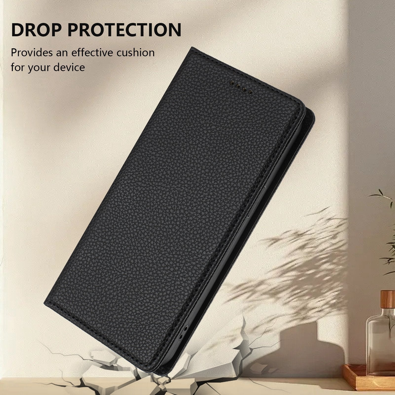 For Xiaomi Redmi Note 14 5G Wallet Case RFID Blocking Litchi Texture Leather Mobile Cover - Black