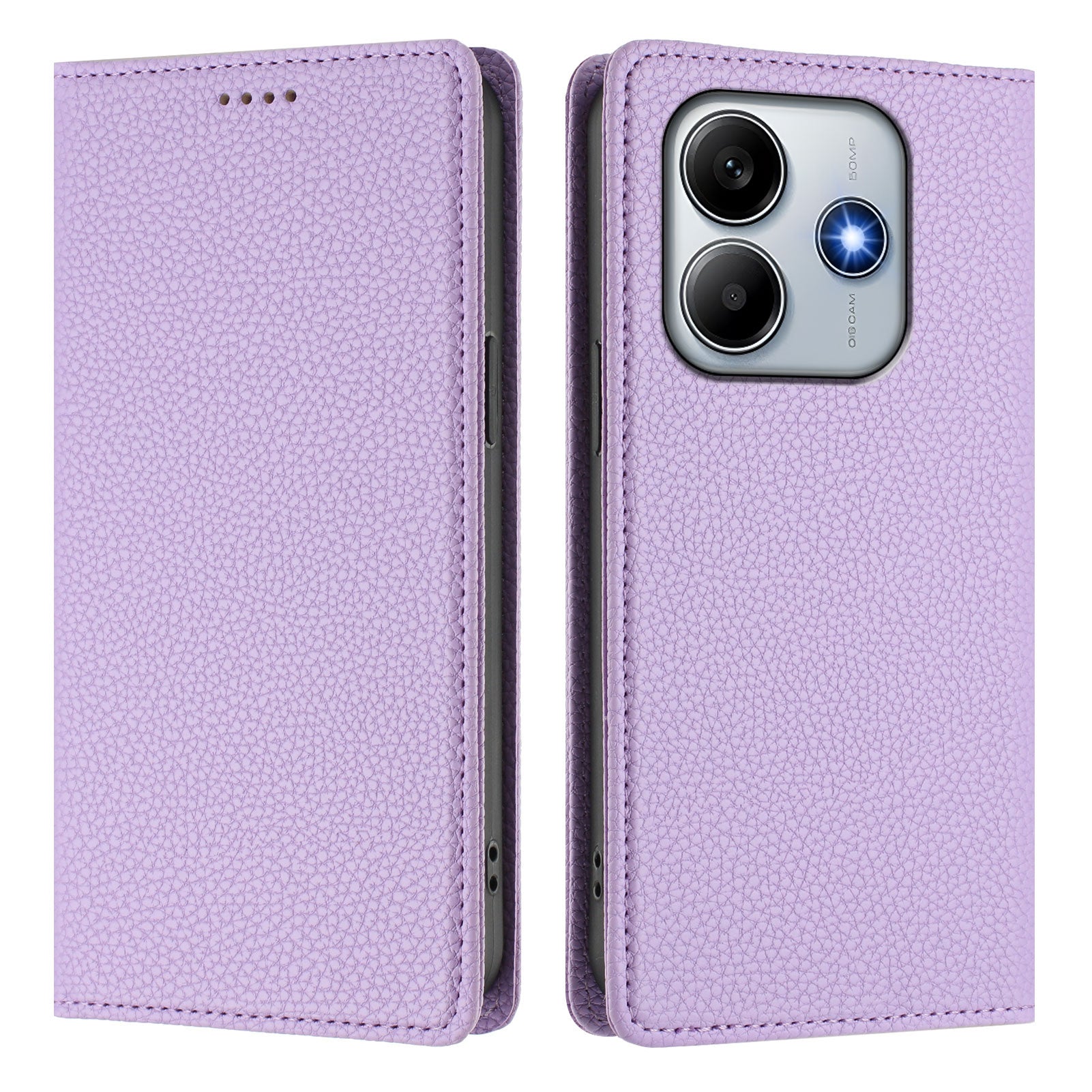 For Xiaomi Redmi Note 14 5G Wallet Case RFID Blocking Litchi Texture Leather Mobile Cover - Light Purple