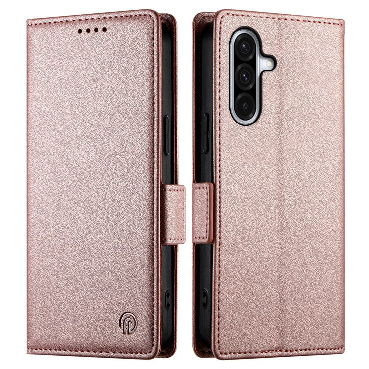 DF-010 For Samsung Galaxy A56 5G Stand Case PU Leather Wallet Phone Cover - Rose Gold