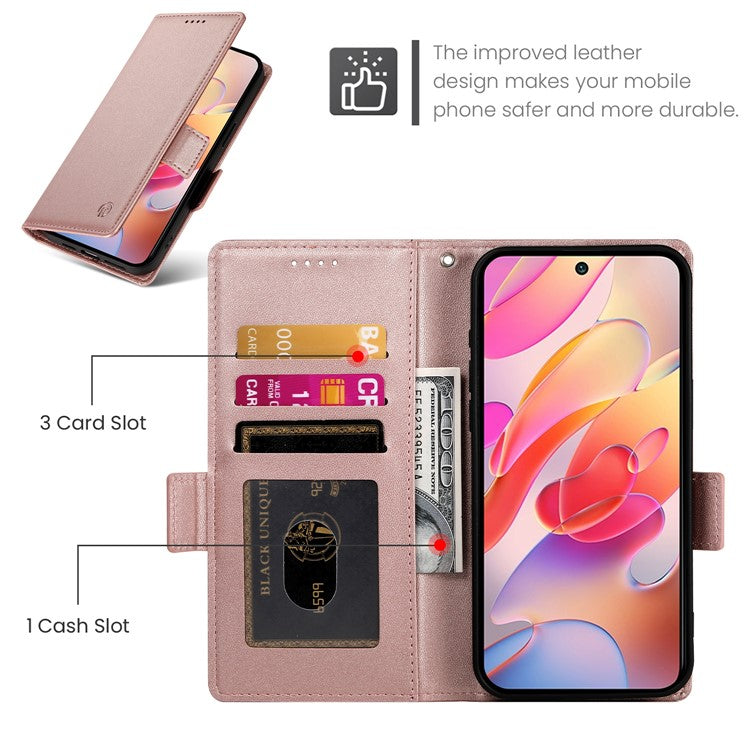 DF-010 For Samsung Galaxy A56 5G Stand Case PU Leather Wallet Phone Cover - Rose Gold