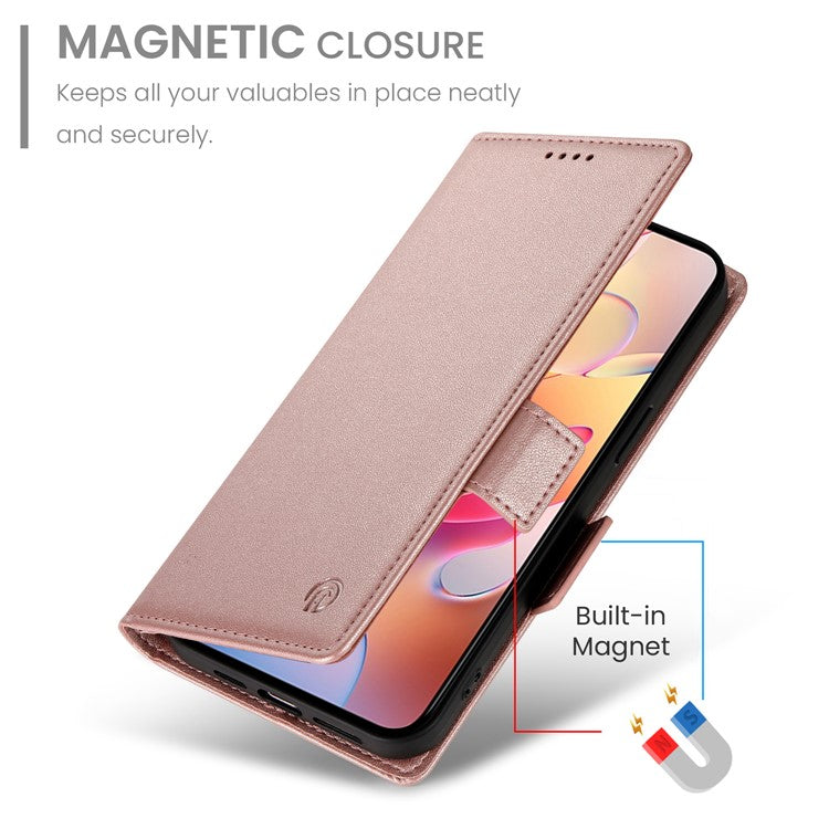 DF-010 For Samsung Galaxy A56 5G Stand Case PU Leather Wallet Phone Cover - Rose Gold